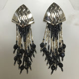 Vintage AA Sterling Silver & Beaded Fringe Earrings