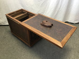 Vintage Carved Solid Oak Rolling Chest
