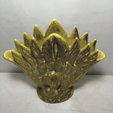 Vintage Gonder Pottery Green Ceramic Swan Fan Vase