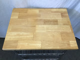 Modern Tropical Wood Butcher Block & Silver Metal 3-Tier Kitchen Cart