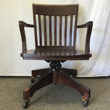 Solid Maple Slat-Back Rolling Swivel Office Chair