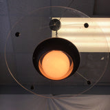 Vintage Clear Lucite & Black Metal Hanging UFO Lamp