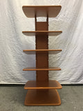 Modern Danish Modern Cherry Veneer 6-Tier Magazine Shelf