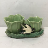 Vintage MC McCoy Green Ceramic Swallow Double Planter