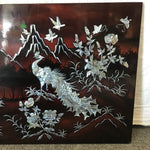 Vintage Mother-of-Pearl Inlaid Red & Black Lacquer Phoenix Panel