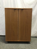 Modern Danish Modern Faux-Teak Laminate Rolling Beverage Cabinet
