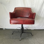 Vintage MCM Virtue Bros. Red Vinyl Swivel Accent Chair