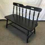 Vintage Black Painted Spindle-Back Dining Bench