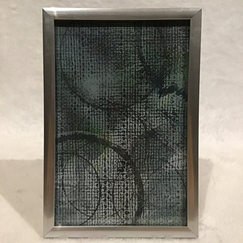 Twin Cat Framed 4x6 Blue, Green, & Gray Art Print, Multi Circles