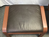 IKEA POANG Brown Leather Armchair & Ottoman