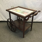 Vintage Solid Black Walnut 2-Tier Butler's Tea Cart