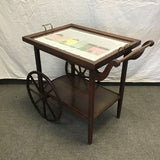 Vintage Solid Black Walnut 2-Tier Butler's Tea Cart