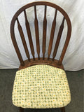 Set of 4 Vintage Dinaire Solid Oak Green & Floral Upholstered Dining Chairs