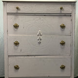 Vintage Pink Painted Wood 4-Drawer Chest of Drawers