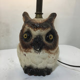 Pair of Small Vintage Painted Ceramic Owl Table Lamps