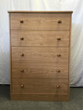 Modern Faux-Cherry Laminate 5-Drawer Chest of Drawers