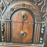 Vintage Jacobean Walnut Veneer 4-Drawer Chest of Drawers