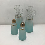 4pc Vintage MCM Blendo Tuquoise Frosted Glass Serving Set