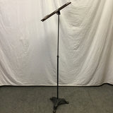 Vintage Portable Oak & Metal Adjustable-Height Music Stand