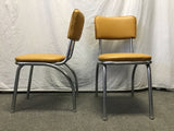 Pair of Vintage Atomic Gold Vinyl & Chrome Dining Chairs
