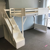 Contemporary Bellemave White Loft Twin Bed w/ Stairs, Bedside Shelf, & Wardrobe