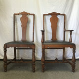 Set of 4 Vintage Jacobean Solid Walnut Splat-Back Dining Chairs