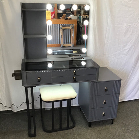 2pc Contemporary MCM FREDEES Grey Laminate Dressing Table Set