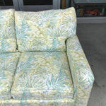 Vintage Bassett Green & Off-White Upholstered 3-Cushion Sofa