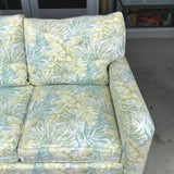 Vintage Bassett Green & Off-White Upholstered 3-Cushion Sofa