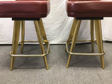 Pair of MCM Gasser Chair Co. Red Counter Height Casino Swivel Bar Stools