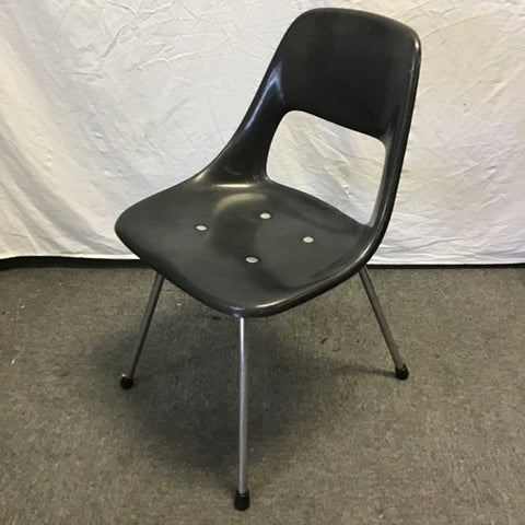 Vintage MCM Black Fiberglass Shell Dining Chair