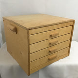 Modern Cherry Veneer 4-Drawer Lift-Top Box of Drawers