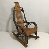 Miniature Doll-Sized Rustic Oak & Hickory Bentwood Adirondack Rocking Chair