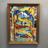 Framed Signed 2021 Multi-Colour Abstract Drip Painting