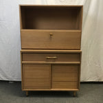 Vintage MCM Oak Veneer Secretary Desk / Office Credenza