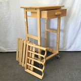 Modern Solid Tropical Wood 5-Tier 1-Drawer Kitchen Cart