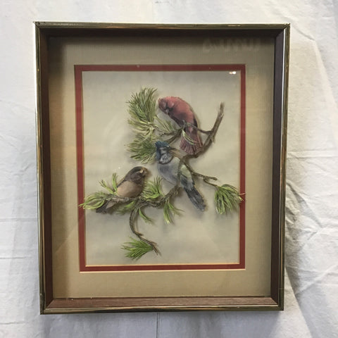 Signed Original 3D Paper Birds Shadowbox Art