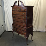 Vintage 70's Federal Lea Solid Cherry 11-Drawer Highboy Chest of Drawers