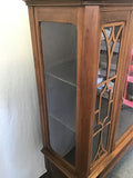 Vintage Jacobean Solid & Veneer Walnut Glass-Front Curio Cabinet