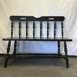 Vintage Black Painted Spindle-Back Dining Bench