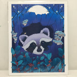 Rachel Feirman "Raccoon & Wintergreen" 8x10 Digital Art Print