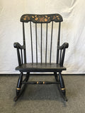 Vintage Black-Stained Solid Wood Children's Rocking Chair