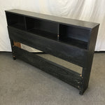 Modern Black Faux-Oak Laminate 3-Cubby Full Headboard