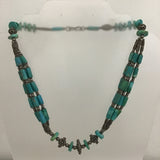 Vintage Sterling Silver & Turquoise Beaded Necklace