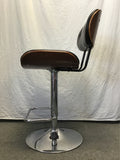 Modern Danish Modern Black Leather & Silver Metal Stool