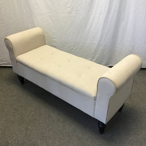 Modern Off-White Upholstered Storage Bench