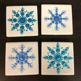 Susan Sitaraman Single Hand Painted Snowflake Mandala On White Tile Magnet