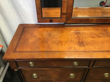 Vintage Century Furn. Cherry Veneer 9-Drawer Dresser & Triptych Mirror