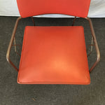Vintage MCM Orange Vinyl & Brown Metal Armchair