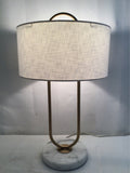 Modern MCM CB2 "Warner" Brass & Marble Paperclip Table Lamp